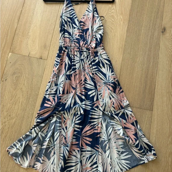 L*Space Tropical Leaf Midi Dress in Blue and Pink - Picture 4 of 7